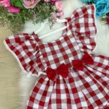 Vestido Infantil Banana Club Aline Xadrez Gola Reta