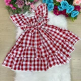 Vestido Infantil Banana Club Aline Xadrez Gola Reta