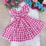 Vestido Infantil Banana Club Aline Xadrez Gola Reta