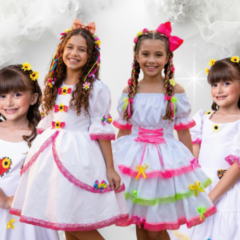 Vestido Junino Infantil Banana Club Noivinha 4 Modelos