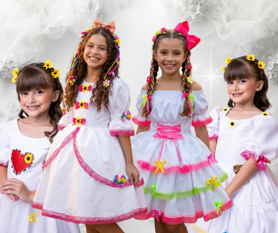 Vestido Junino Infantil Banana Club Noivinha 4 Modelos