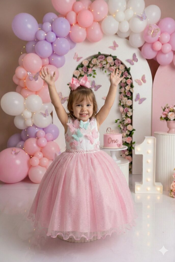 Vestido Infantil Marie Juliana Jardim Encantado Rosa