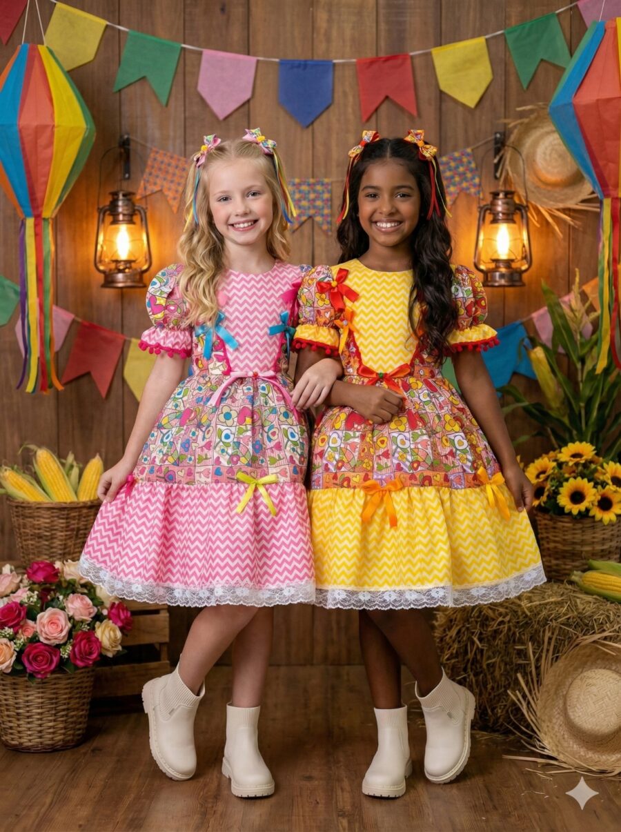 Vestido Junino Infantil Marie Quermesse de Luxo