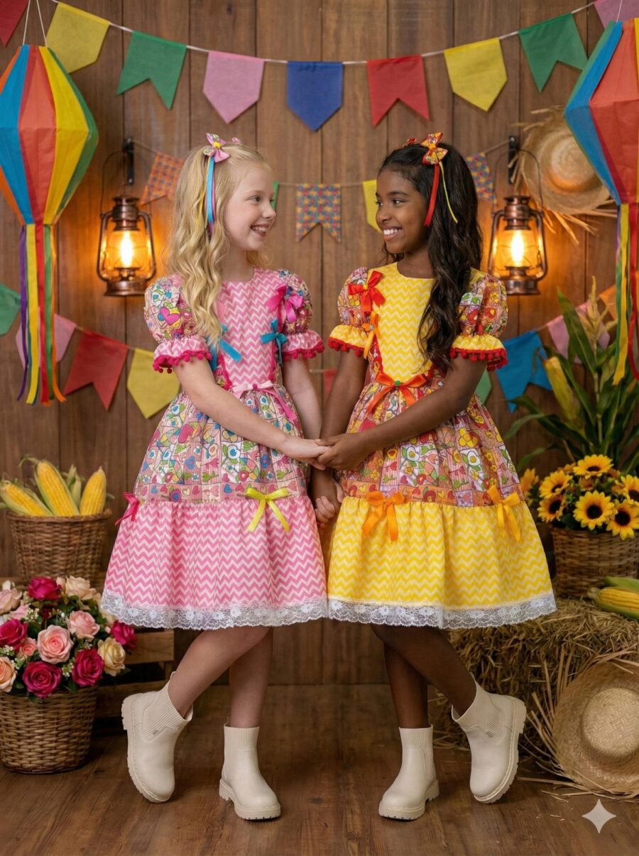 Vestido Junino Infantil Marie Quermesse de Luxo