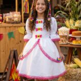 Vestido Junino Infantil Banana Club Noivinha Lacinhos Branco
