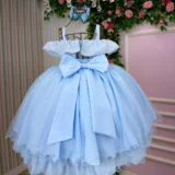 Vestido Infantil Bella Child Martina Lese Tule Cinto Pérolas