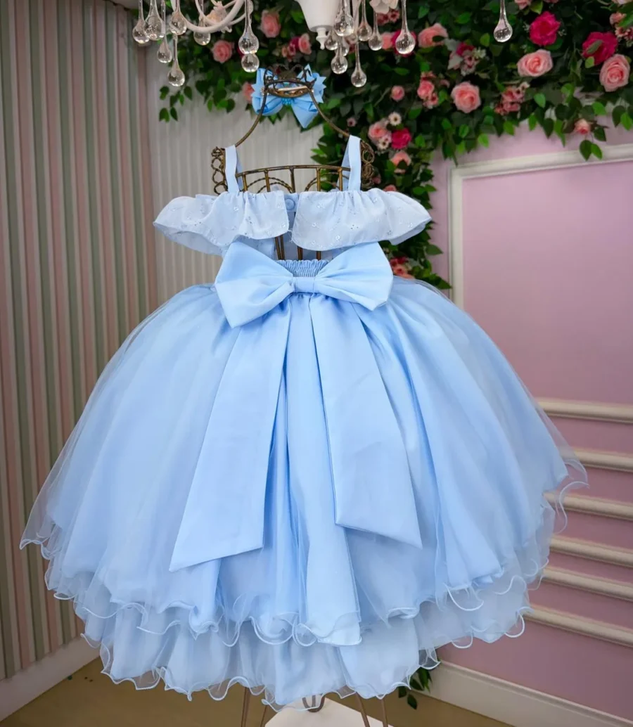 Vestido Infantil Bella Child Martina Lese Tule Cinto Pérolas
