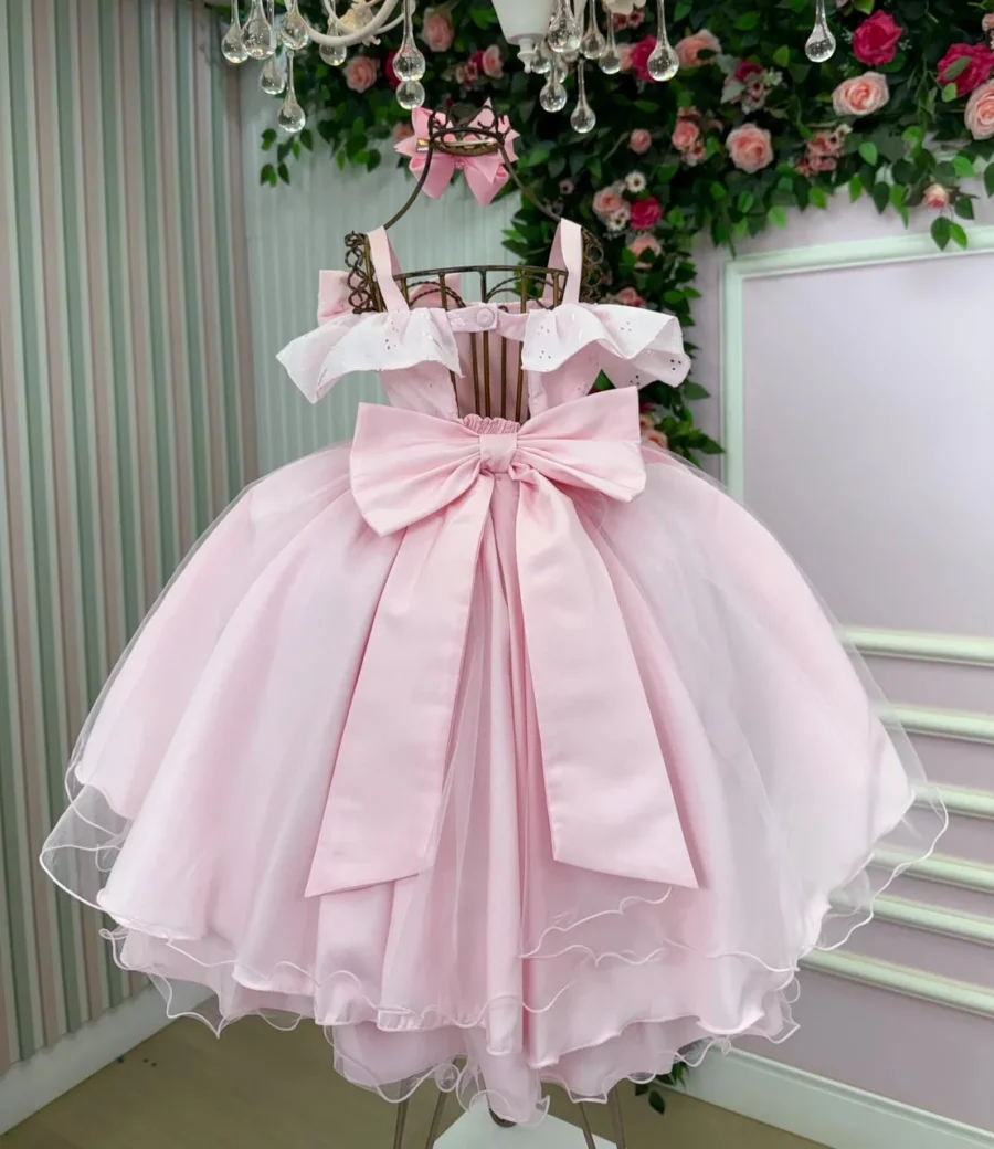 Vestido Infantil Bella Child Martina Lese Tule Cinto Pérolas