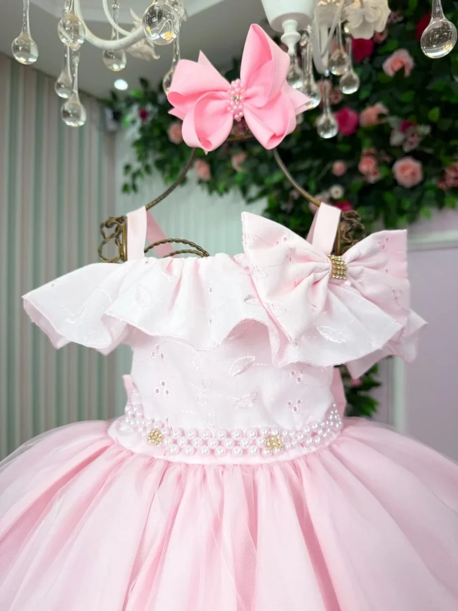 Vestido Infantil Bella Child Martina Lese Tule Cinto Pérolas