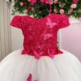 Vestido Midi Juvenil Vila Lele Sabrina Borboletas e Tule