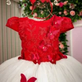 Vestido Midi Juvenil Vila Lele Sabrina Borboletas e Tule