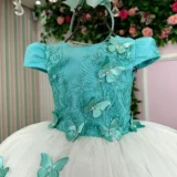 Vestido Midi Juvenil Vila Lele Sabrina Borboletas e Tule