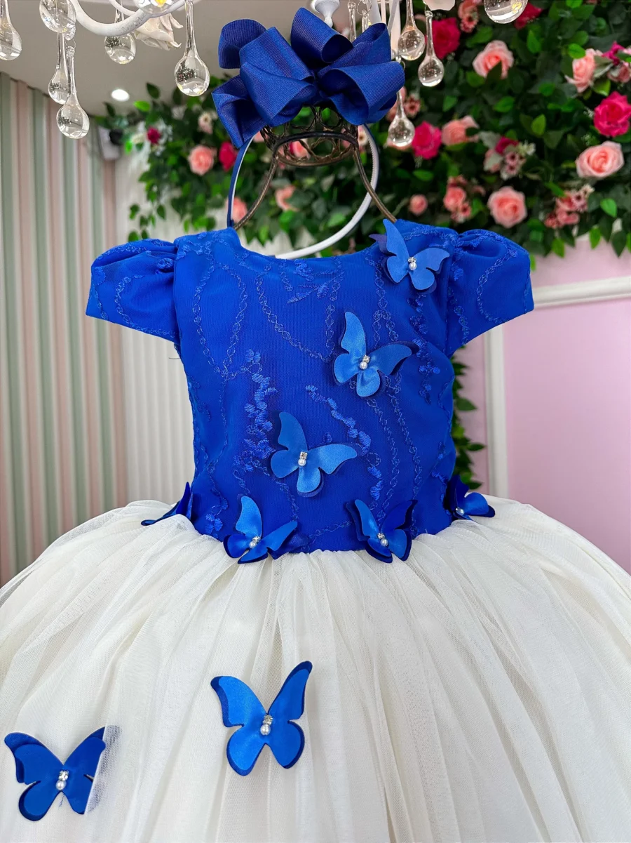 Vestido Midi Juvenil Vila Lele Sabrina Borboletas e Tule