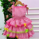 Vestido Infantil Junino Banana Club Arraiá do Chamego Pink