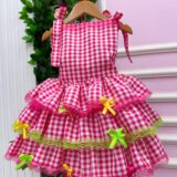 Vestido Infantil Junino Banana Club Arraiá do Chamego Pink