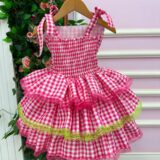 Vestido Infantil Junino Banana Club Arraiá do Chamego Pink