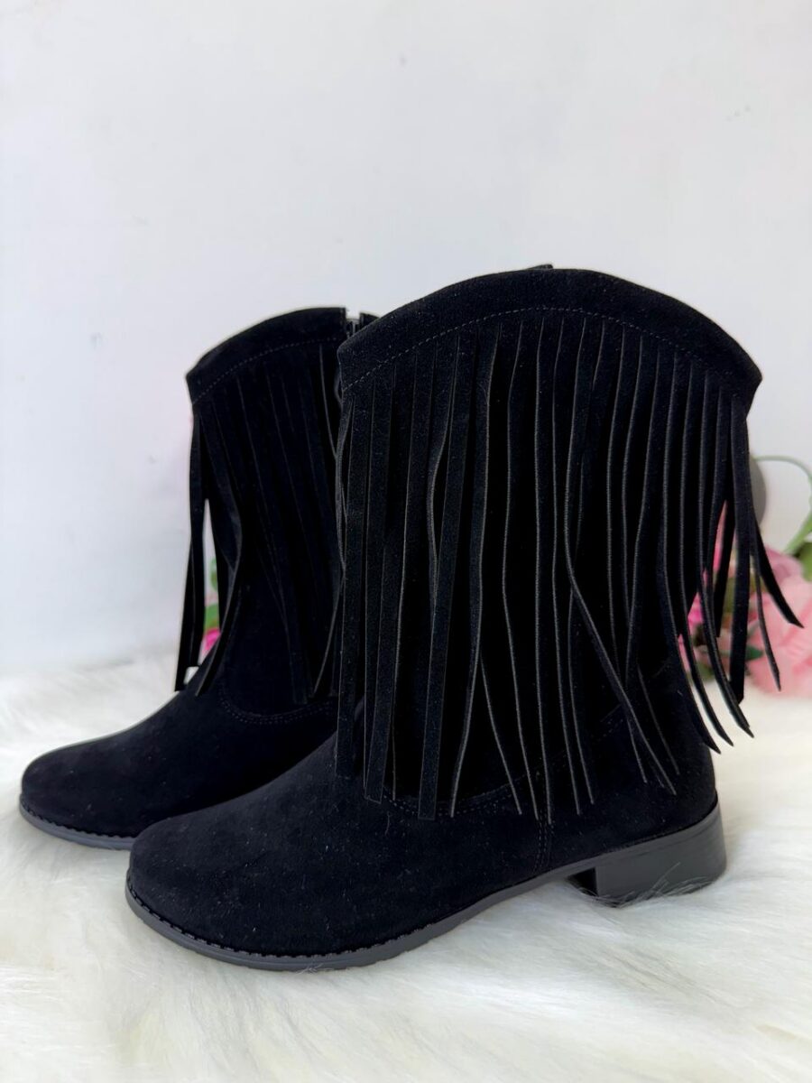 Bota Infantil StarPink Love Texana com Franjas Preta