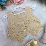 Conjunto Infantil Boiadeira Estrelada Dourado Jeans