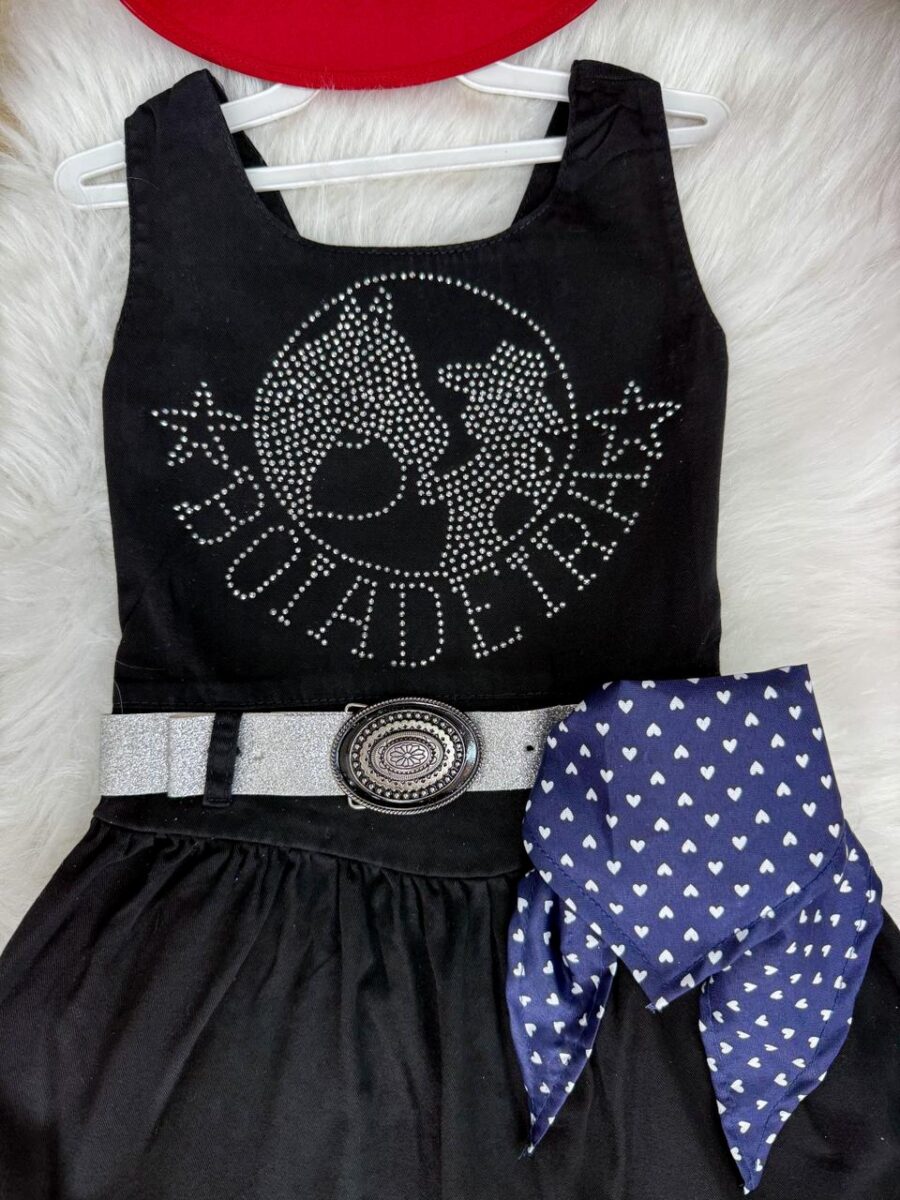 Vestido Infantil Country Boiadeira do Sertão Preto