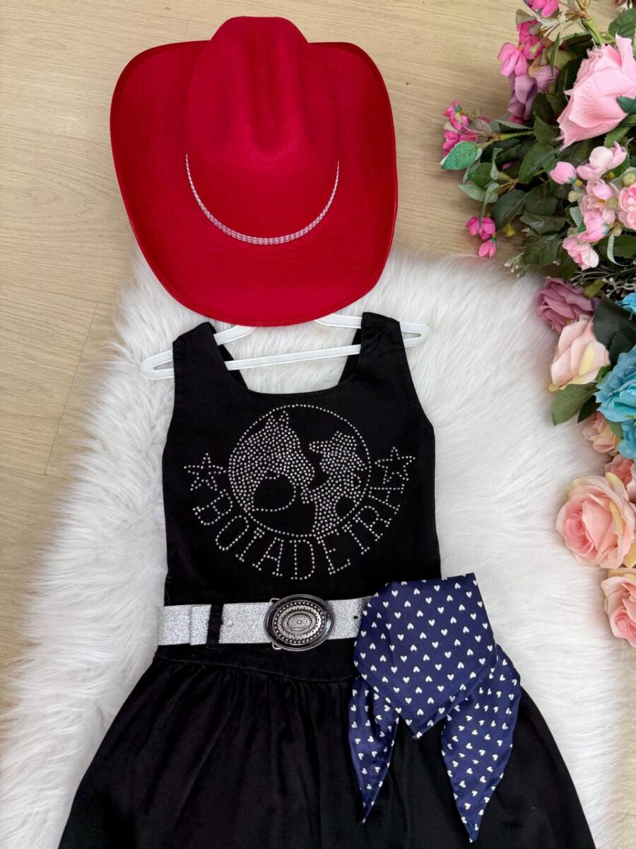 Vestido Infantil Country Boiadeira do Sertão Preto