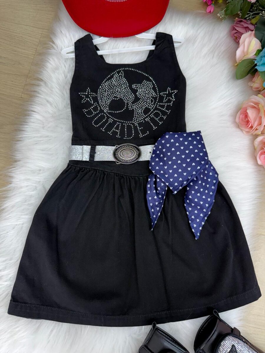 Vestido Infantil Country Boiadeira do Sertão Preto