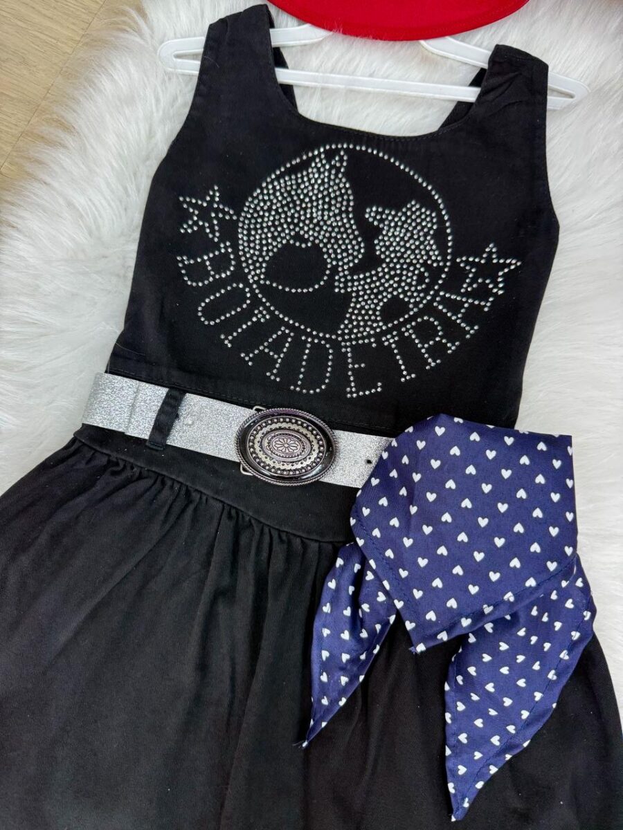 Vestido Infantil Country Boiadeira do Sertão Preto