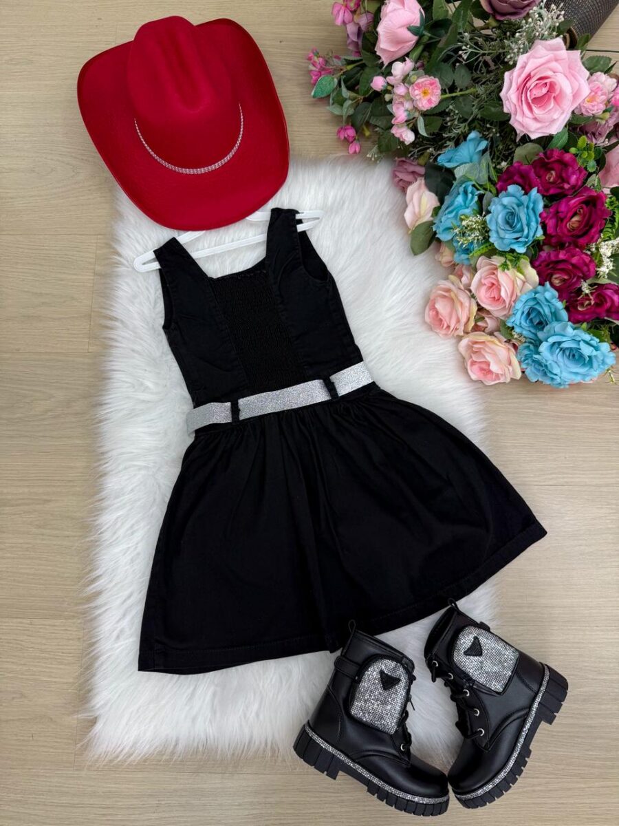 Vestido Infantil Country Boiadeira do Sertão Preto