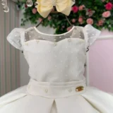 Vestido Infantil Isabela Mini Miss Tule Micro Poá Pérolas