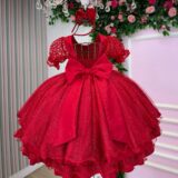 Vestido Infantil Bella Child Laize Tule Renda Cinto Pérolas