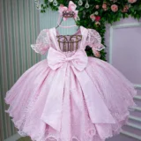 Vestido Infantil Bella Child Laize Tule Renda Cinto Pérolas