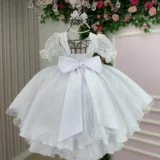 Vestido Infantil Bella Child Laize Tule Renda Cinto Pérolas