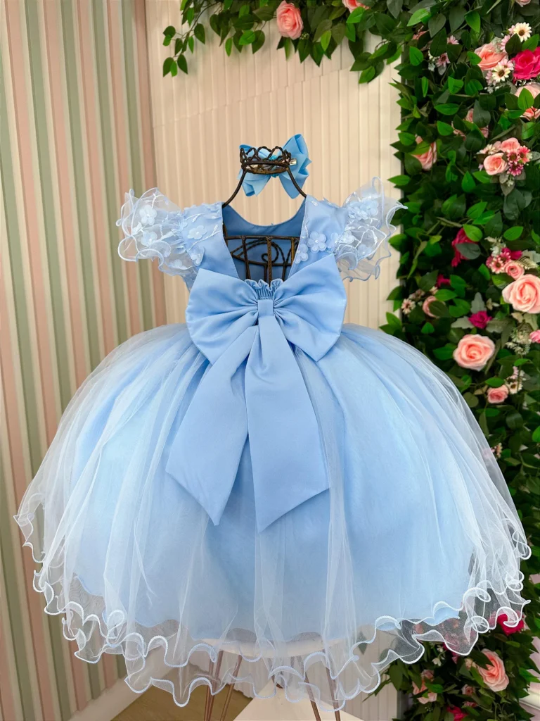 Vestido Infantil Angelie Menina Bonita com Saiote Tafetá