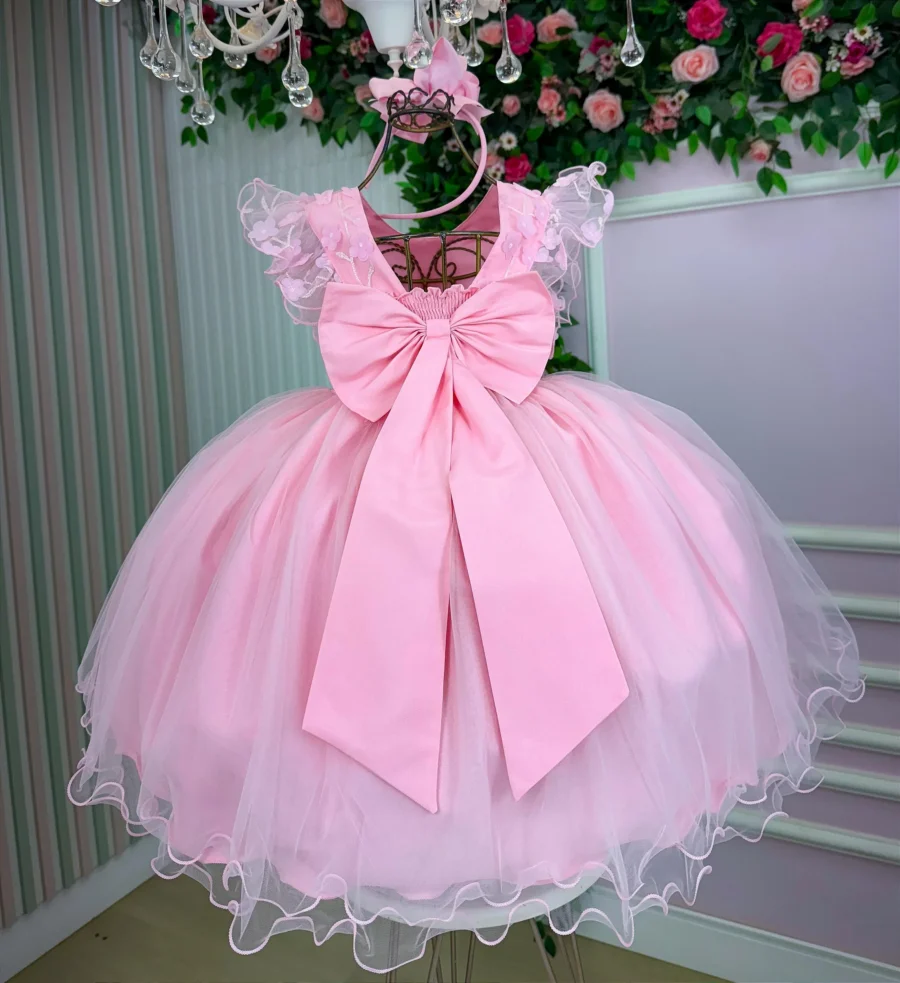 Vestido Infantil Angelie Menina Bonita com Saiote Tafetá