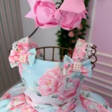 Vestido Infantil Florido Mini Miss com Saiote Lorena Laura