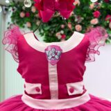 Vestido Infantil Temático Esquadrão Canino Mini Miss Pink