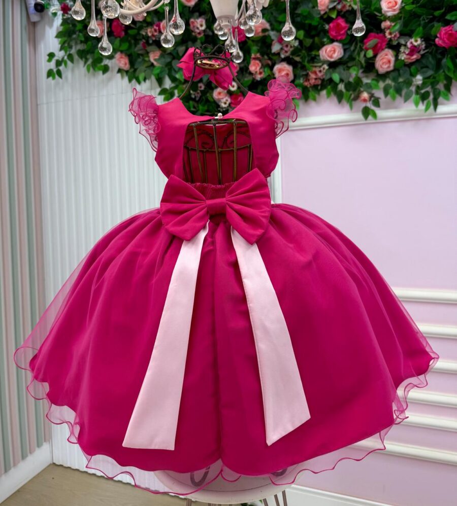 Vestido Infantil Temático Esquadrão Canino Mini Miss Pink