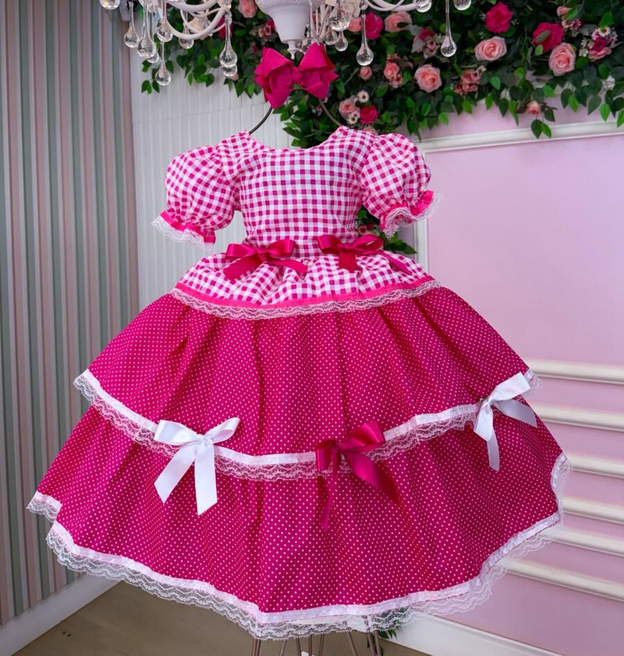 Vestido Junino Infantil Mimadine Stefanny Pink