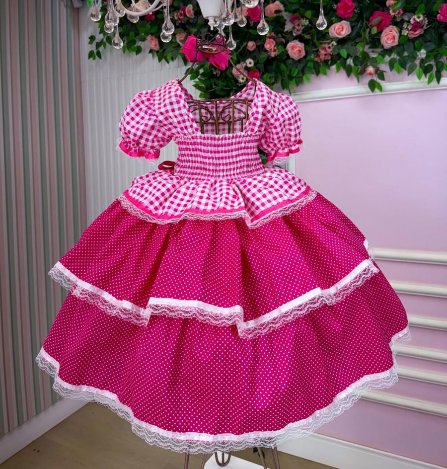 Vestido Junino Infantil Mimadine Stefanny Pink