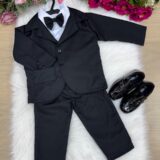 Terno Infantil Miss Cherry Jorge Preto com Gravata Borboleta