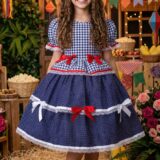 Vestido Junino Infantil Mimadine Stefanny Azul Marinho