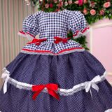 Vestido Junino Infantil Mimadine Stefanny Azul Marinho