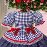 Vestido Junino Infantil Mimadine Stefanny Azul Marinho