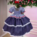 Vestido Junino Infantil Mimadine Stefanny Azul Marinho