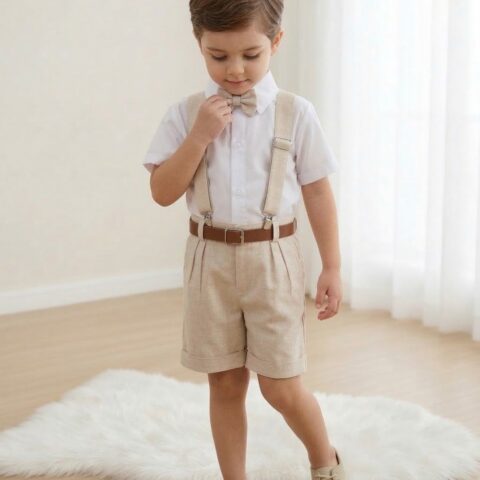 Conjunto Social Infantil Miss Cherry Gustavo Shorts Linho