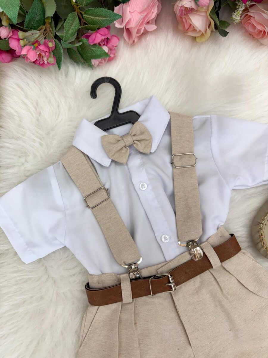 Conjunto Social Infantil Miss Cherry Gustavo Shorts Linho