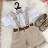 Conjunto Social Infantil Miss Cherry Gustavo Shorts Linho