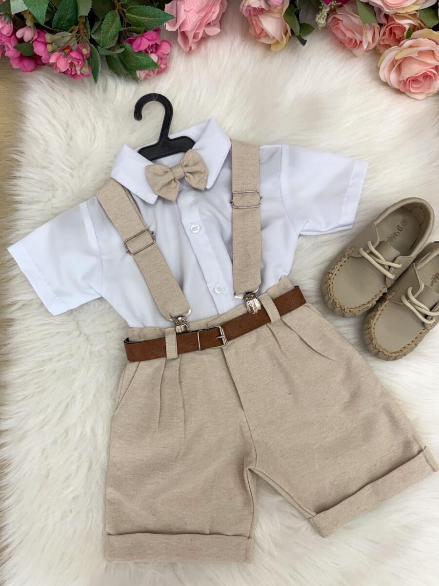 Conjunto Social Infantil Miss Cherry Gustavo Shorts Linho