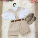 Conjunto Social Infantil Miss Cherry Gustavo Shorts Linho