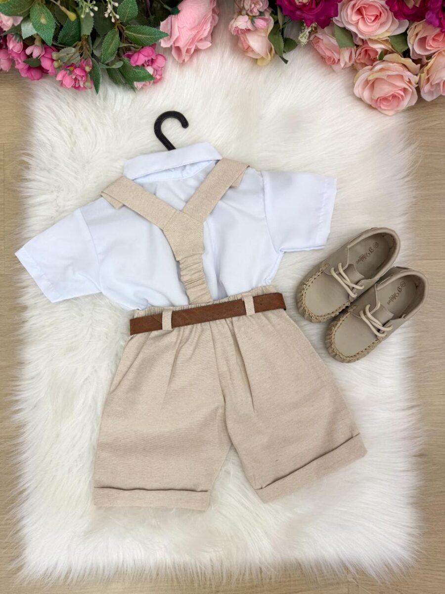 Conjunto Social Infantil Miss Cherry Gustavo Shorts Linho