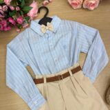 Conjunto Infantil Miss Cherry Henrique Azul Calça Bege